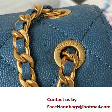 Chanel Grained Calfskin  &  Gold-Tone Metal Chain Flap Bag AS4489 Blue 2023